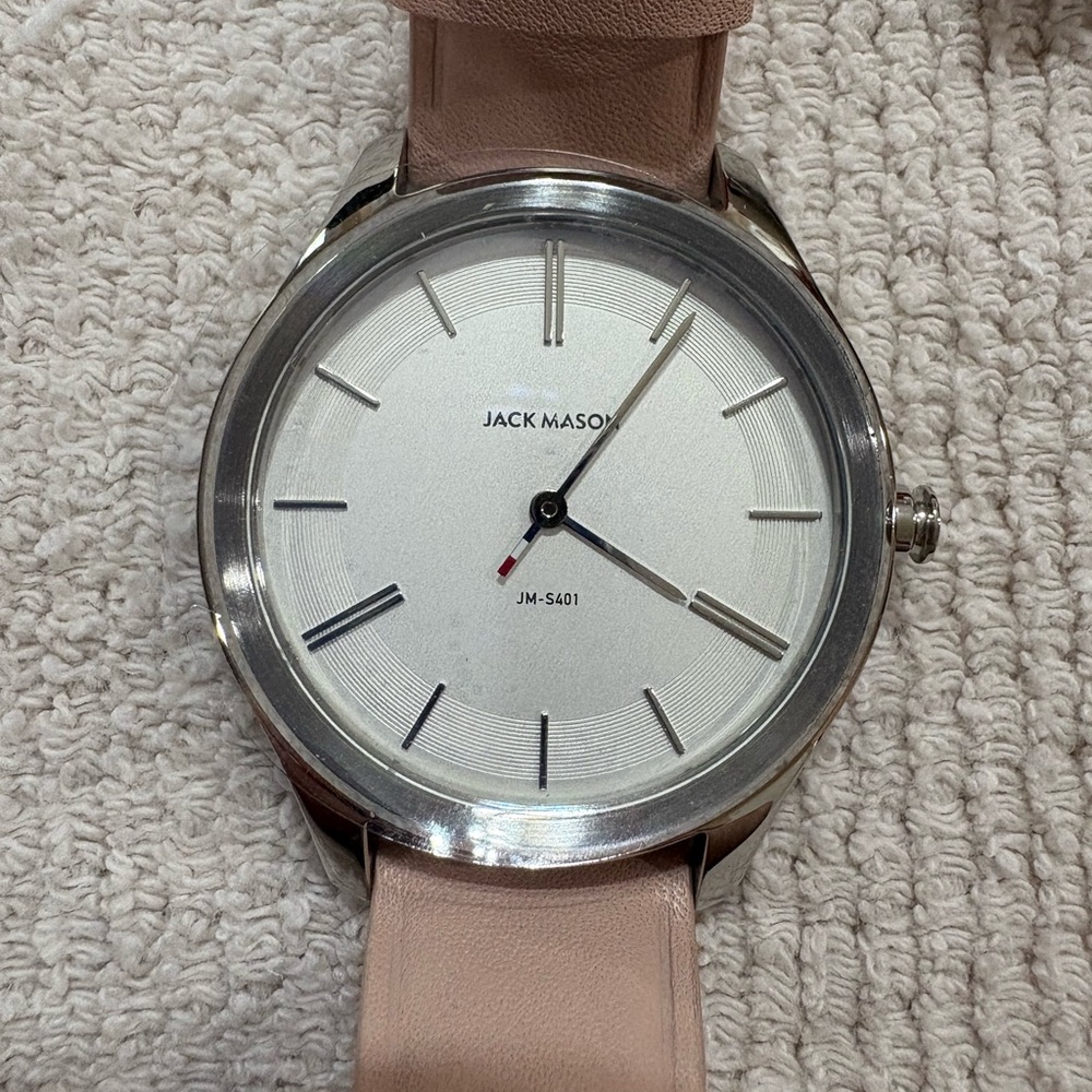 Jack Mason Silver and Tan Minimalist Watch